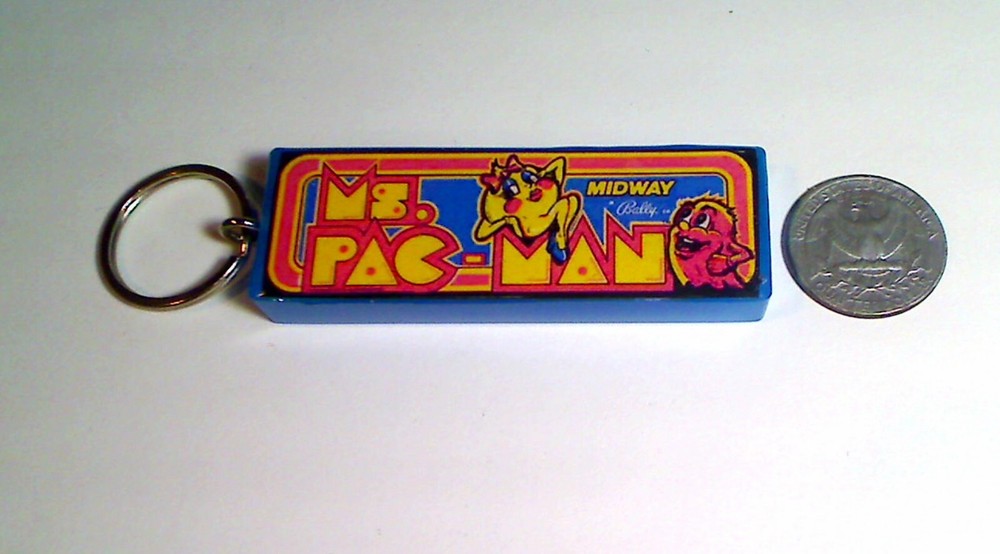 Ms.Pac-Man Arcade Marquee Coin Door accessory Keychain