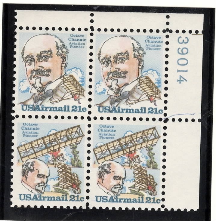 3 MNH  AIRMAIL PLATE BLOCKS C91-C96  WHILEY POST, WRIGHT BROS, CHANUTE