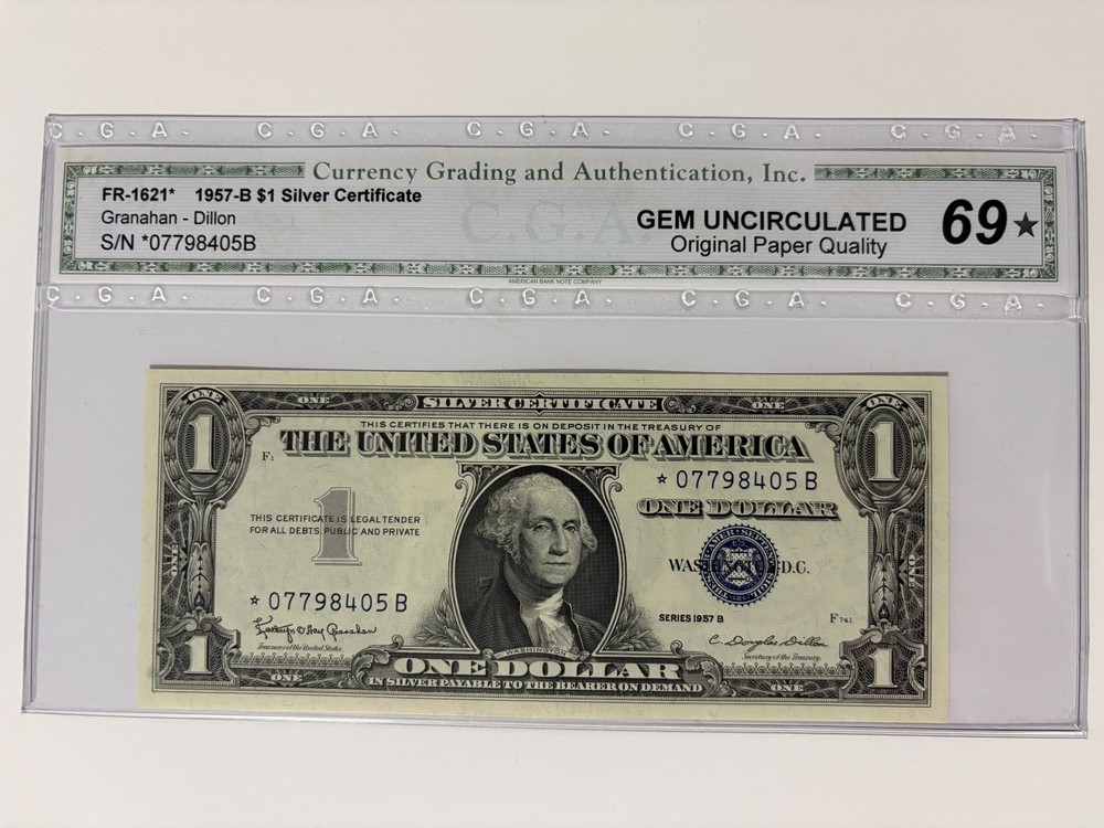 1957B $1 CGA69 STAR GEM UNCIRCULATED
