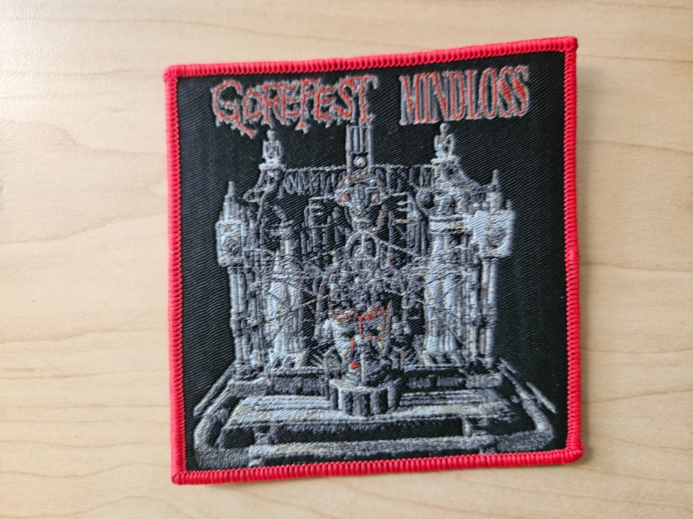 GOREFEST, MINDLOSS, SEW ON RED BORDER WOVEN PATCH