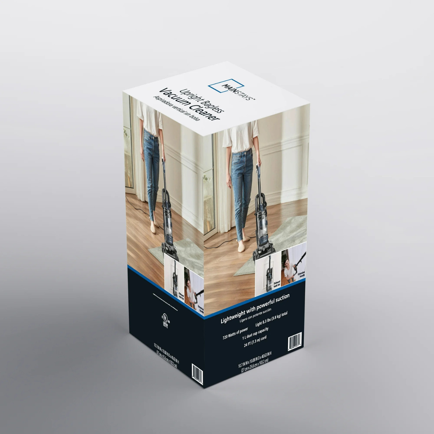 Mainstays Lightweight Bagless Upright Vacuum Cleaner with Brush and Crevice Tool