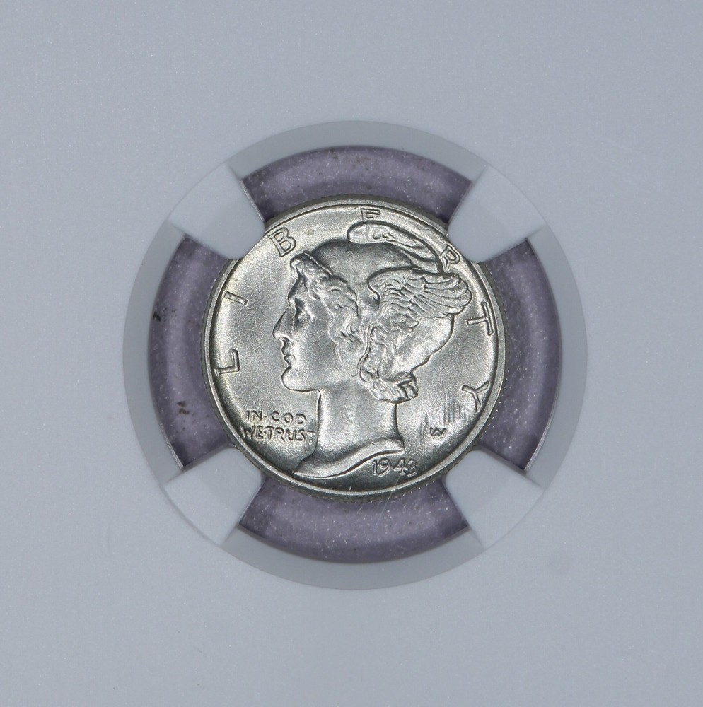 1943 Mercury Dime 10c NGC MS65