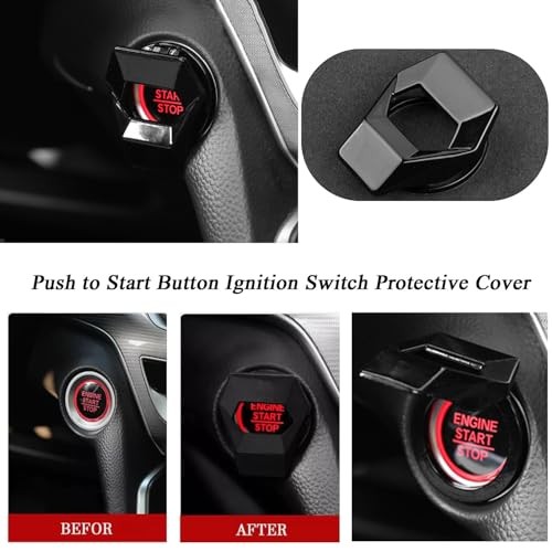 1 Pc Car Engine Start Stop Button Cover Push to Start Button Ignition Black