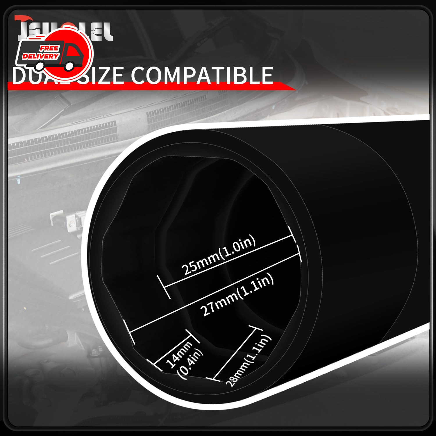 Oil Pressure Sensor Switch Socket, Special Size 1-1/16 Inch, 3/8" Black