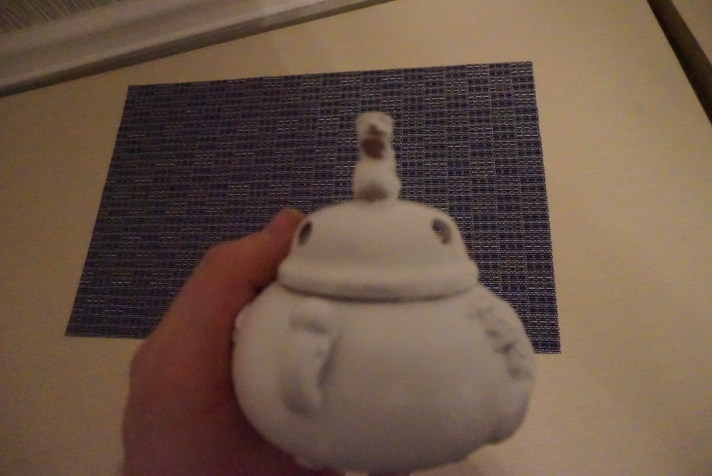Small White Painted Incense Burner with Foo Dog