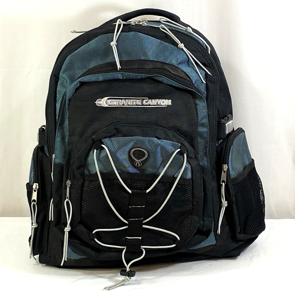 Granite Canyon Backpack Black & Teal Polyester Zipper Multiple Pockets