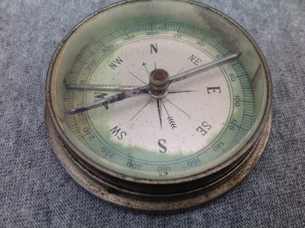 Vintage Silverplate Housing Compass, Germany