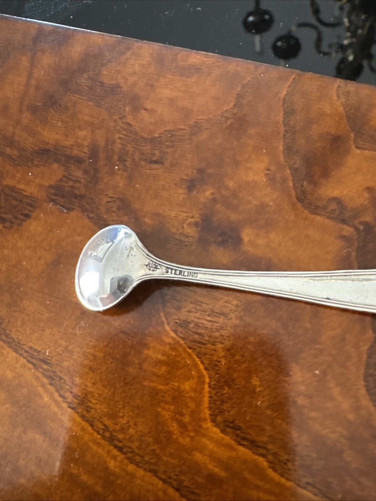 Silver Salt Cellar Beaded Rim ,Ball Footed With Sterling Salt Spoon