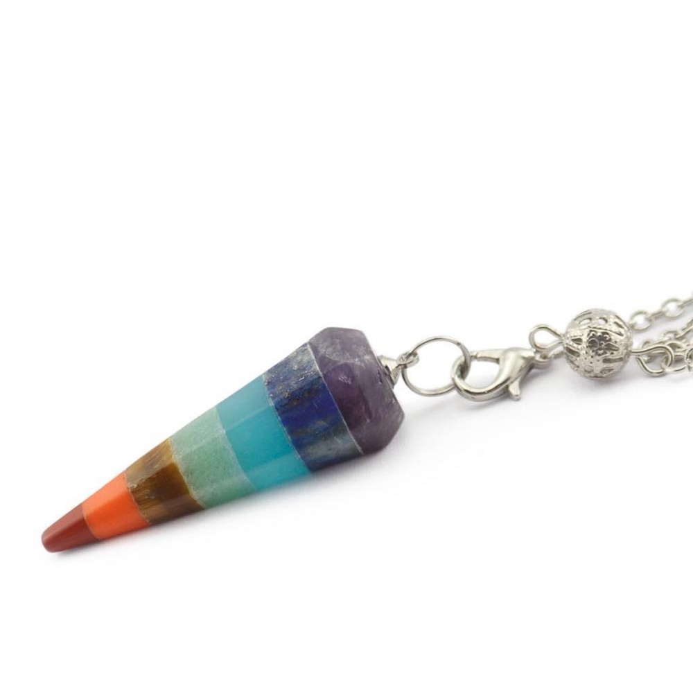 Rainbow Natural Gem Stone Crystal Point Pendulum Dowsing