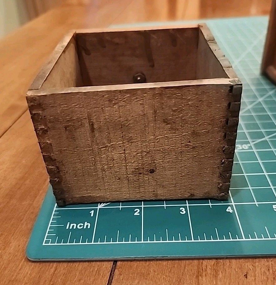 ANTIQUE PRIMITIVE HANGING SPICE CABINET w/ 8 STENCILED DRAWERS - gw!