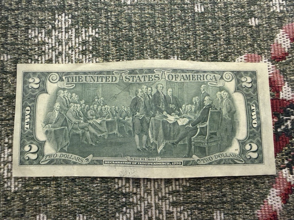$2 BILL NOTE ERROR RARE - MISCUT 1976 SERIES