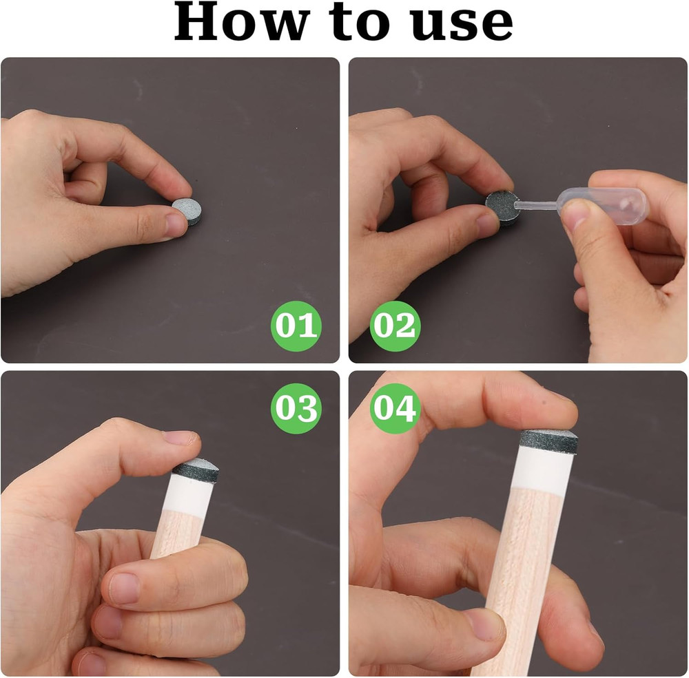 Billiard Pool Cue Tips Pool Stick Replacement Tips with Storage Box for Pool Cue