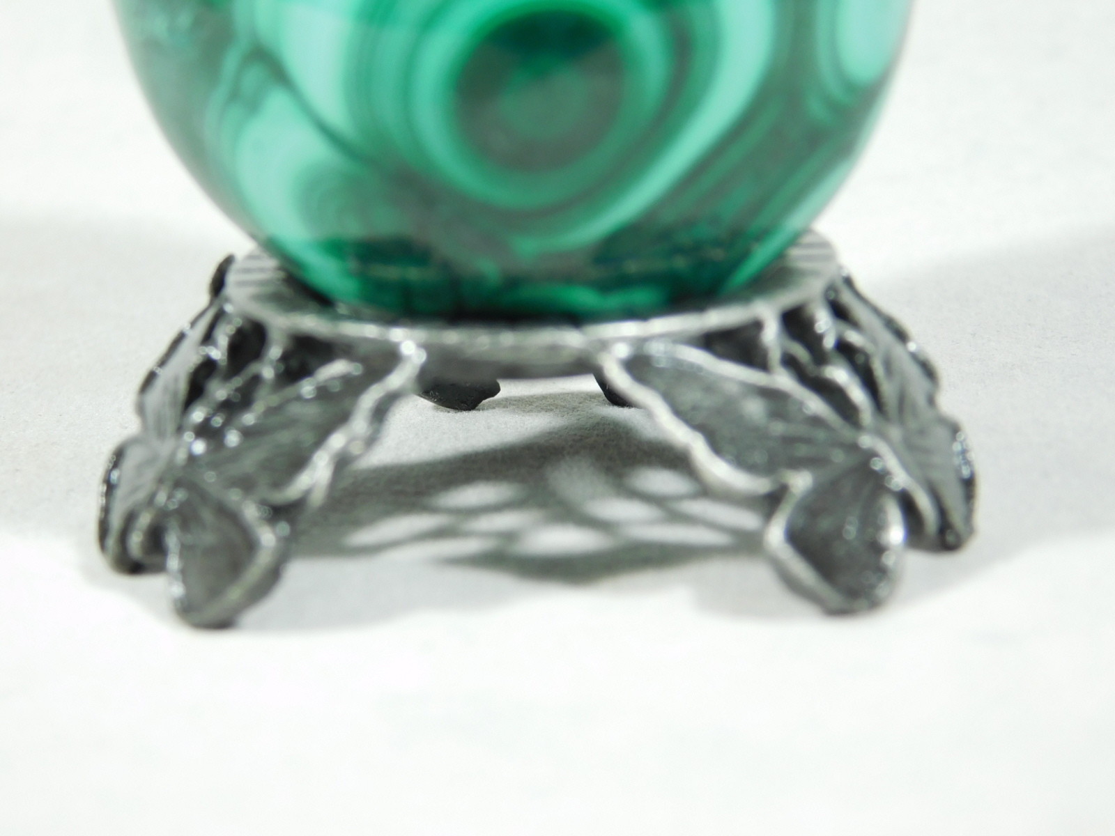 Sphere Display Stand Butterfly Design Small Size Pewter Color