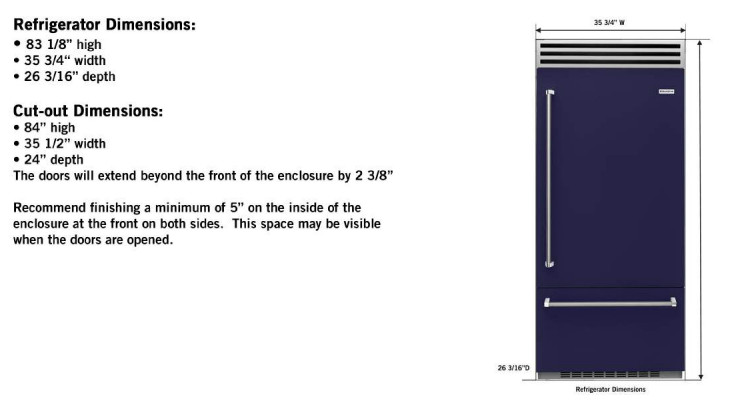 BlueStar 36" Built In Bottom Mount Refrigerator Stainless, Right Hinge - BBB36R2