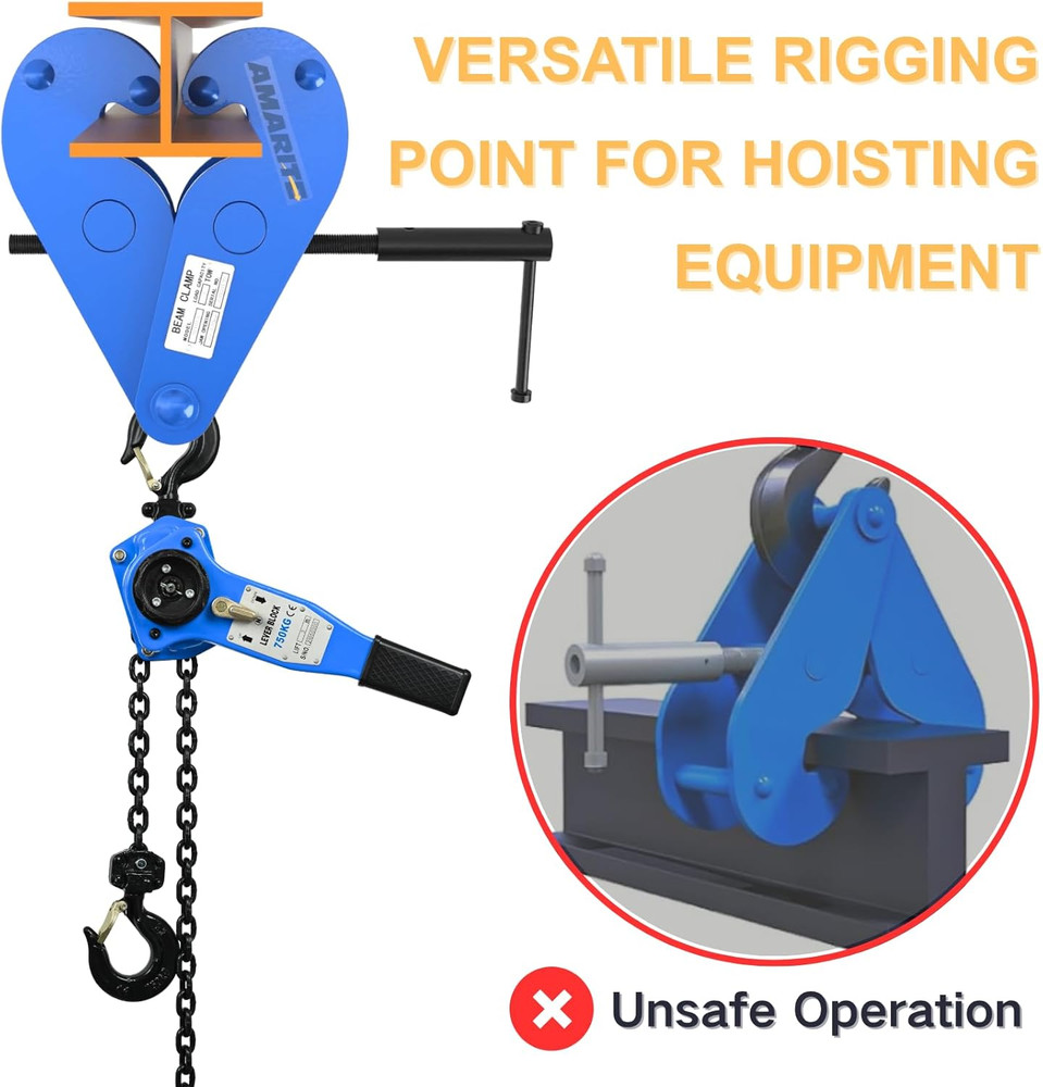 Vertical Beam Clamp 4400Lbs (2 Ton) Working Load Limit