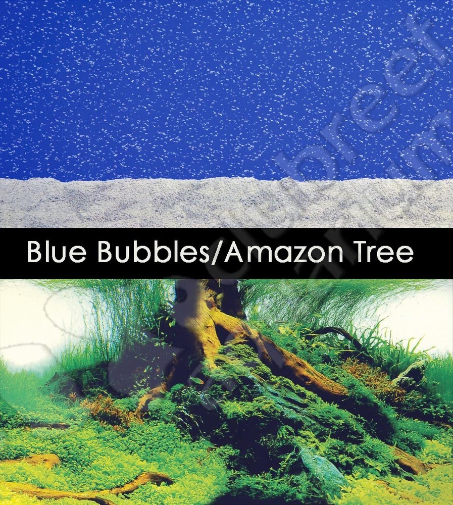 Blue Bubbles Sand/Amazon Tree 12"H Aquarium Background