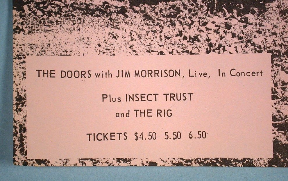 1970 Jim Morrison The Doors Live Concert Original Handbill Flyer Mini-Poster