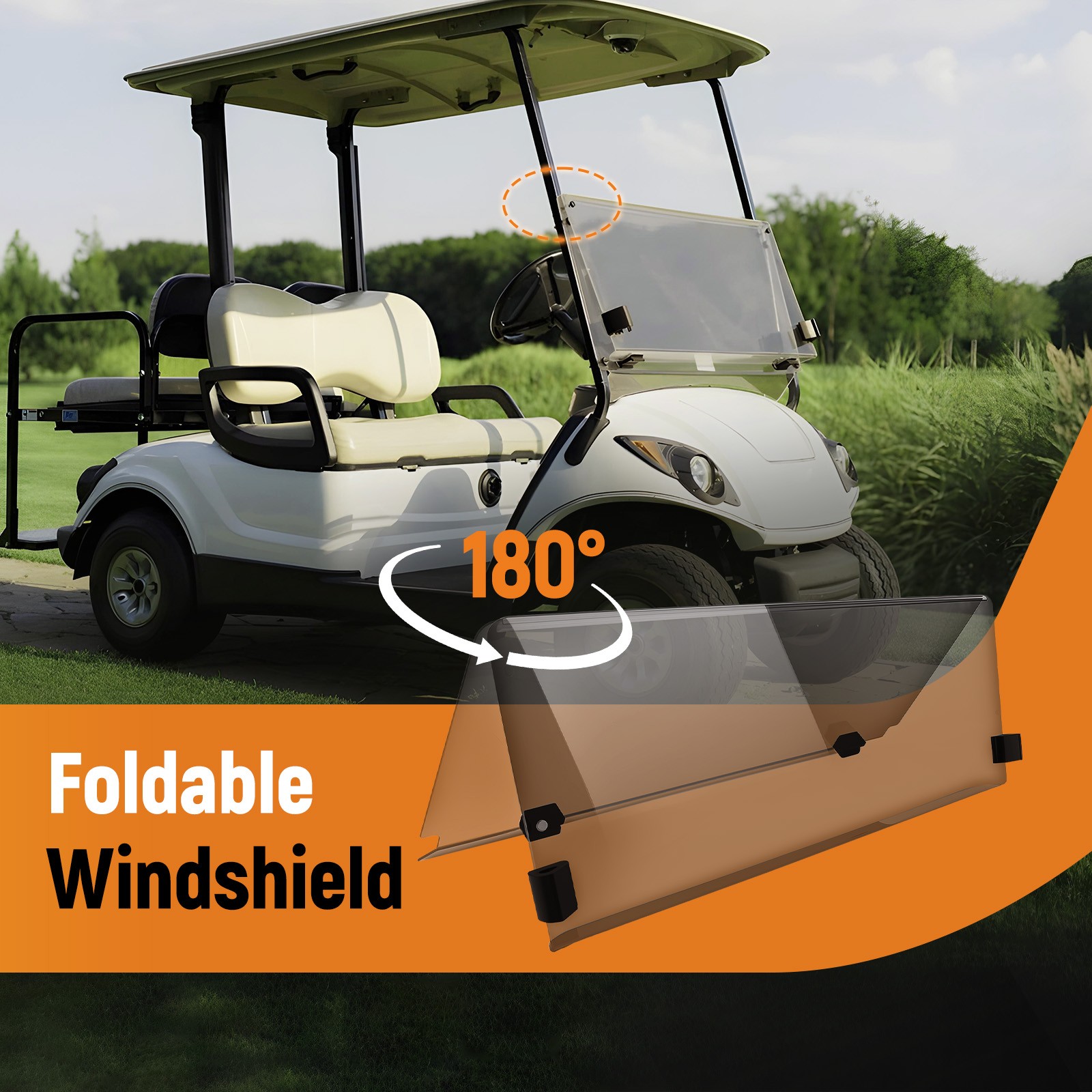 Windshield for EZGO TXT Medalist 1994-2014 Smoke Tinted Folding Golf Cart
