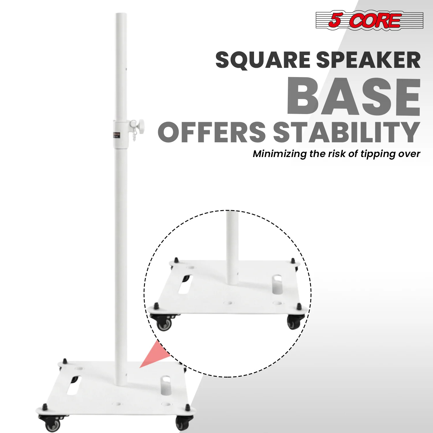 5Core Speaker Stand 2Pcs Heavy Duty Adjustable 61" DJ PA Stands 35mm w Wheels