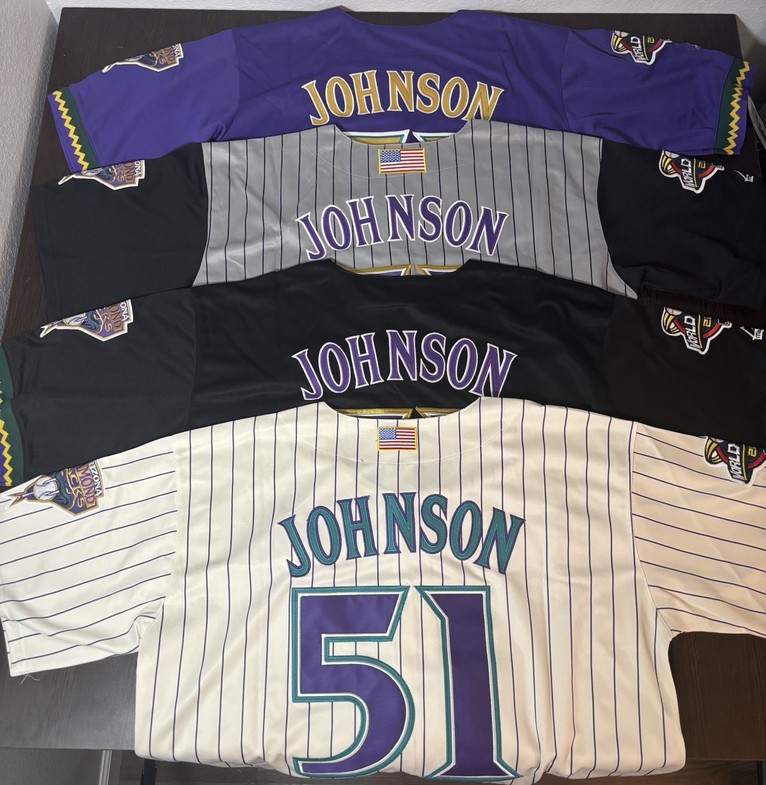 SALE Retro Randy Johnson 2001 Arizona Diamondbacks Men's World Series Jersey