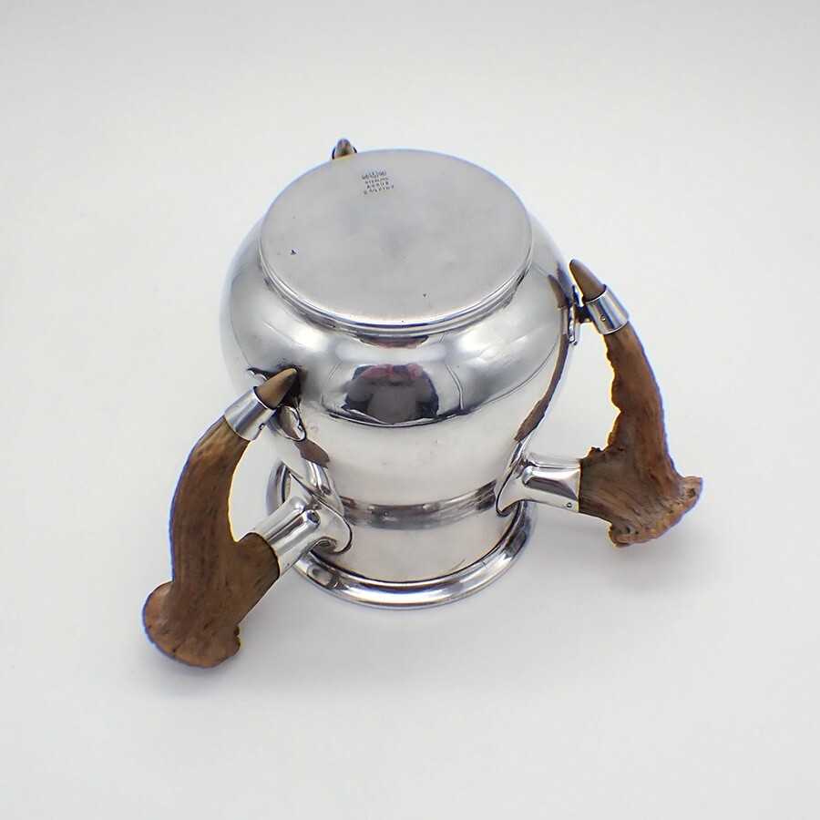 Three Handle Trophy Cup Antlers Sterling Silver Gorham 1910