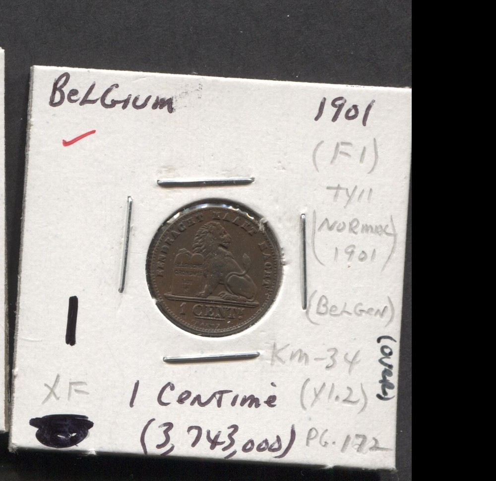 1901-Belgium-XF- 1 Centime