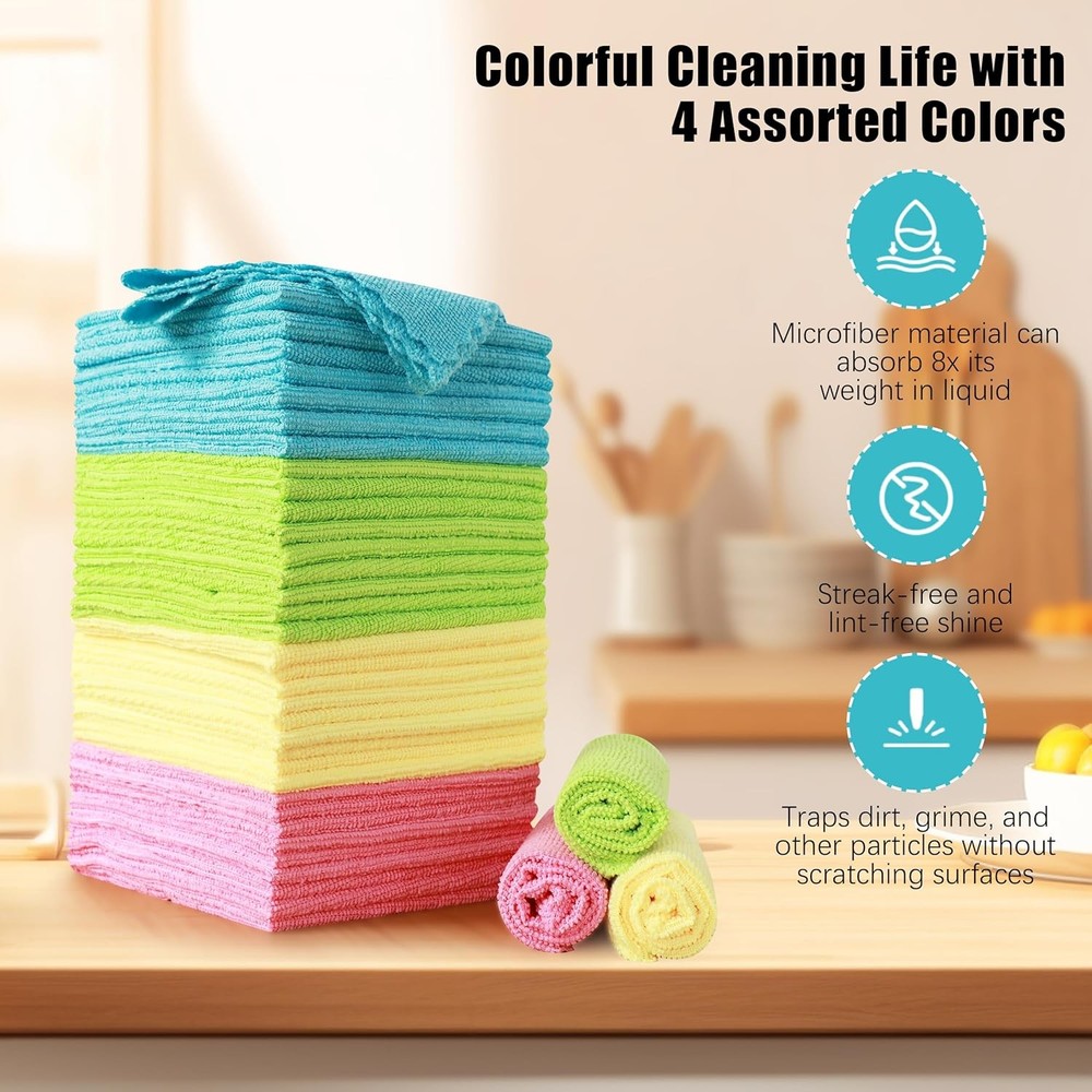 MOONQUEEN 12 Pack Microfiber Cleaning Cloths 12"x12"
