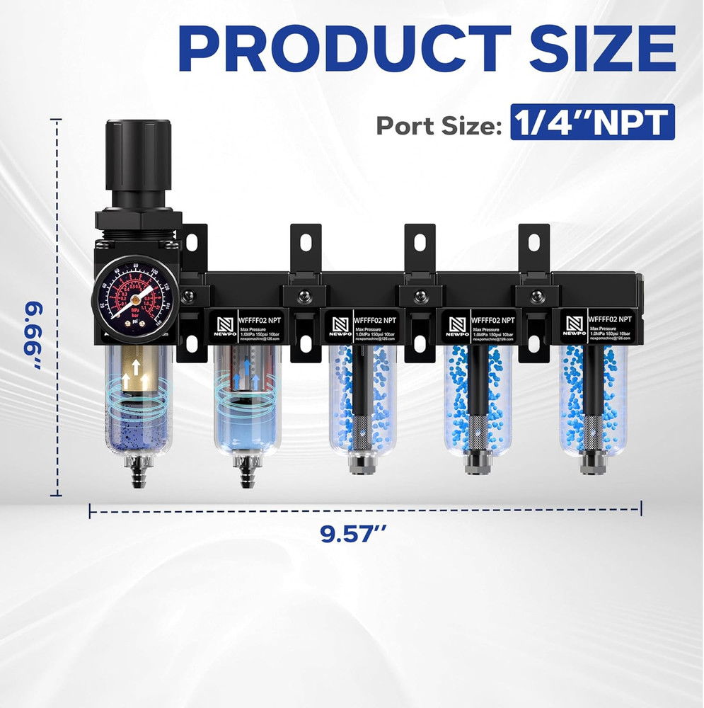 1/4'' NPT 5 Stage Air Dryer for Compressor,Air Compressor Water Separator System