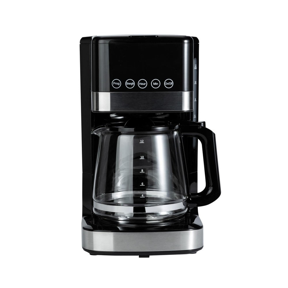 Amazon Basics Programmable 12 Cup Drip Coffee Maker 12-Cup, Black & Silver