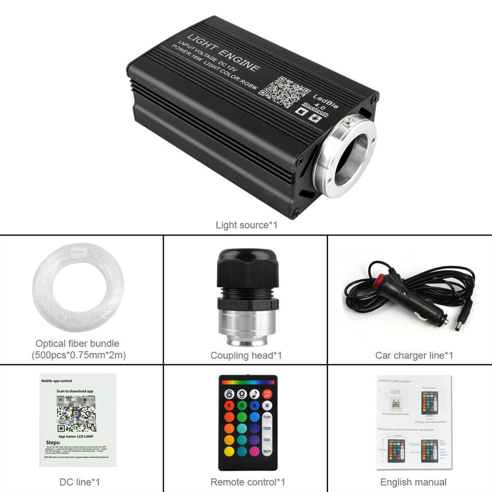 500pcs Home Car Headliner Star Light kit Roof Twinkle Ceiling Lights Fiber Optic