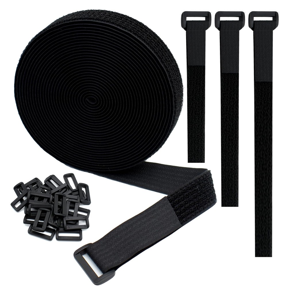 20Ft Hook and Loop Straps Reusable Cable Ties Cinch Straps with Buckles