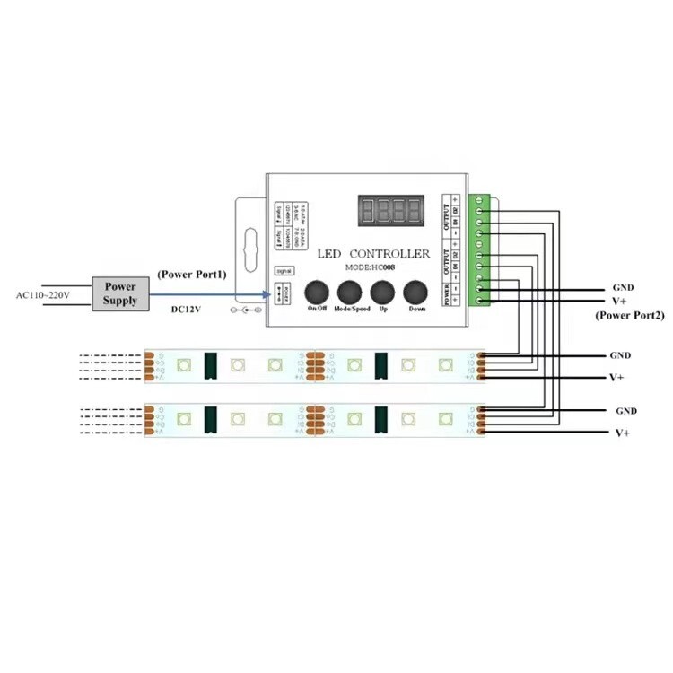DC 5V 12V 24V 4Keys HC008 programmable rgb led pixel controller 133 effect modes