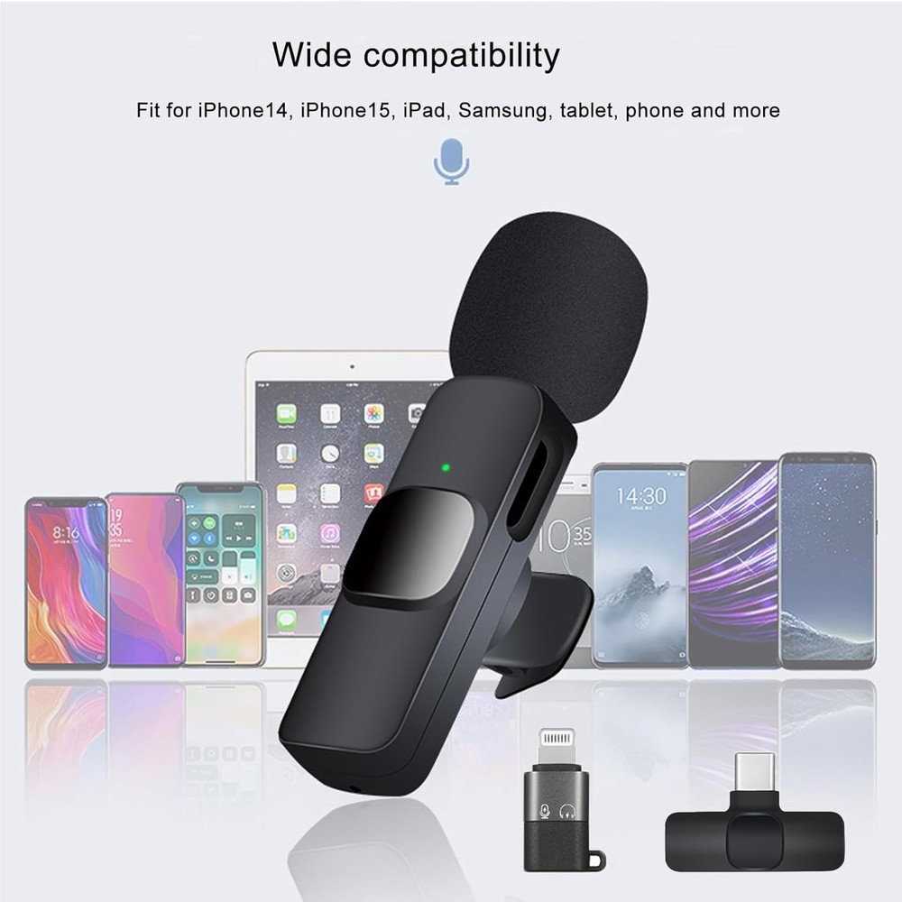 Professional Wireless Lavalier Microphone for iPhone, iPad, Android Phone, Mini