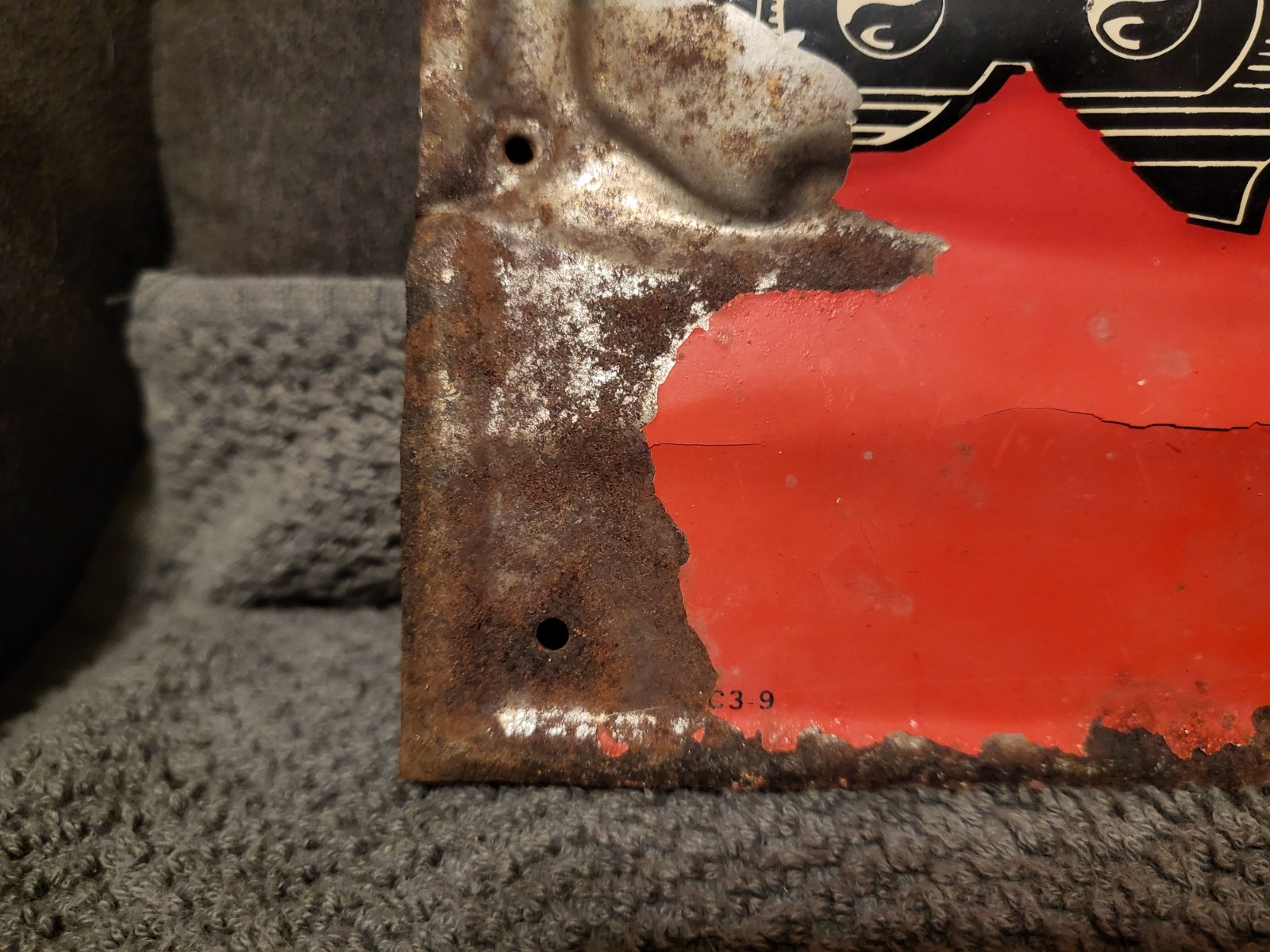 Oregon Chainsaw Advertising Sign, EARLY HEAVY METAL NOT TIN TACKER..