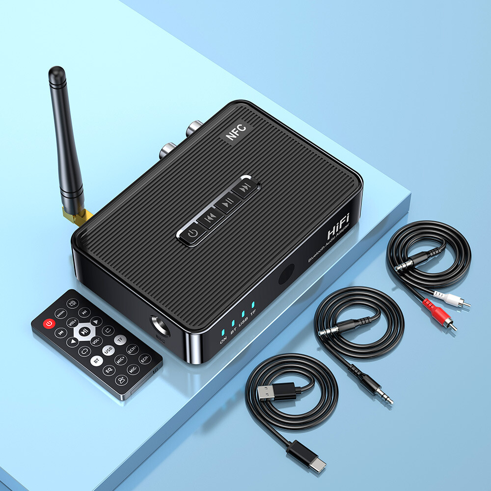 Long Range Bluetooth NFC Audio Adapter Receiver AUX/RCA/MMC/6.5MM Home Stereo RX