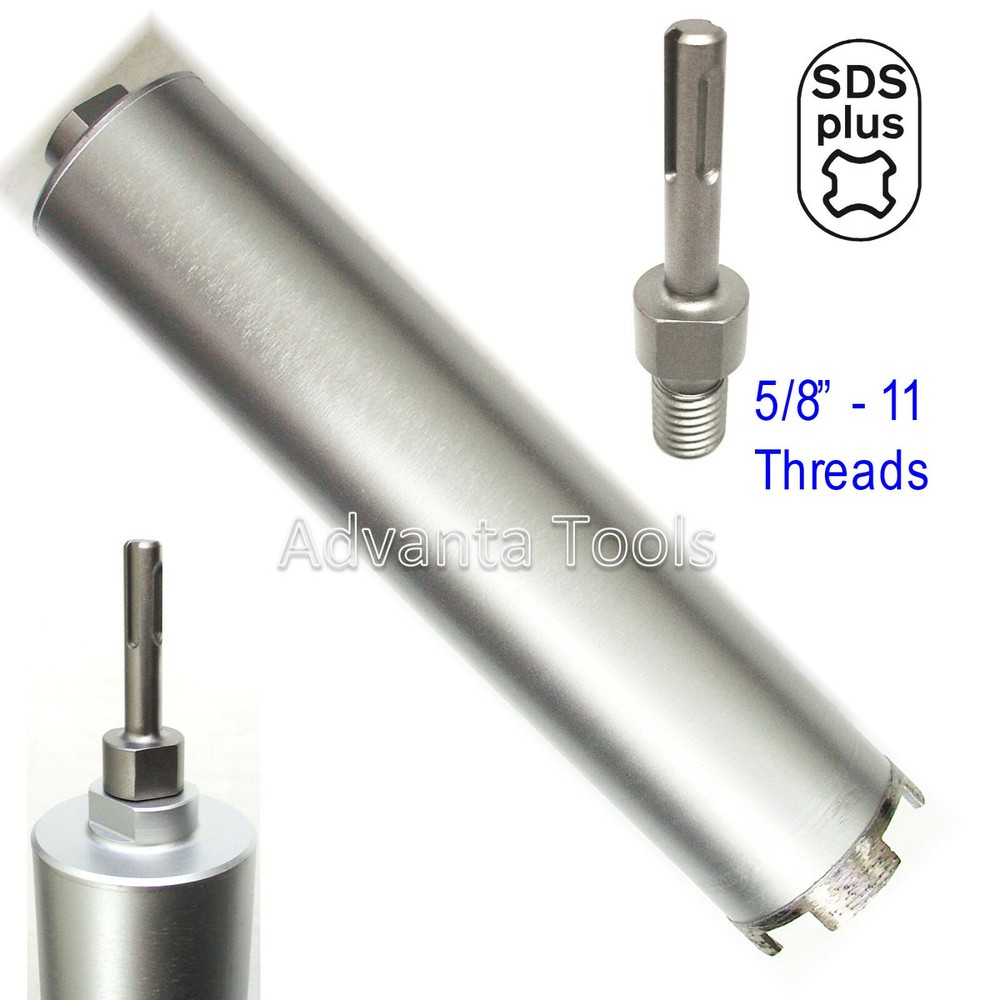 Combo: 6” Dry Diamond Core Drill Bit for Hard Concrete with SDS Plus Adapter