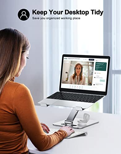 Foldable Laptop Stand Height Adjustable Ergonomic Computer Stand for Desk Alu...