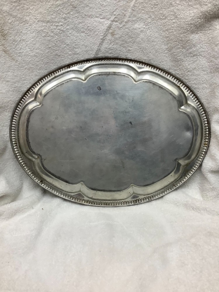 Vintage oval silver-plated serving tray