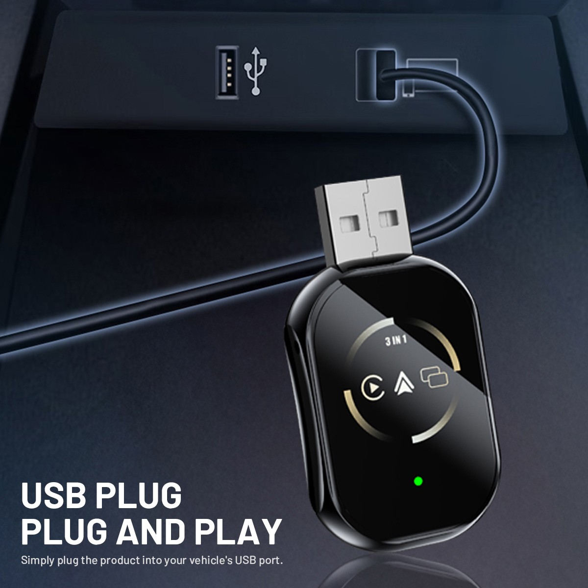 2026 Carplay Adapter Wired to Wireless CarPlay Android Auto Mirror Link 4-IN-1