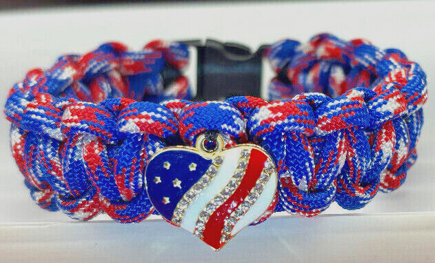 American Paracord Veteran Made Red White Blue Bracelet