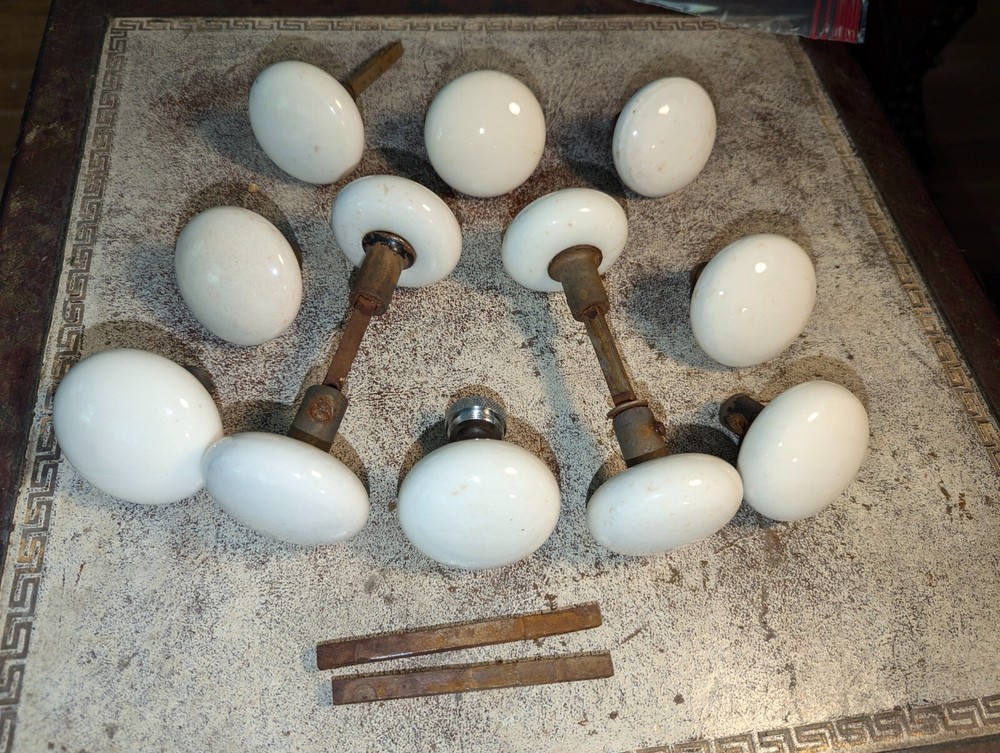 12 Antique White Porcelain Door Knobs Doorknobs Salvage Hardware Repurpose
