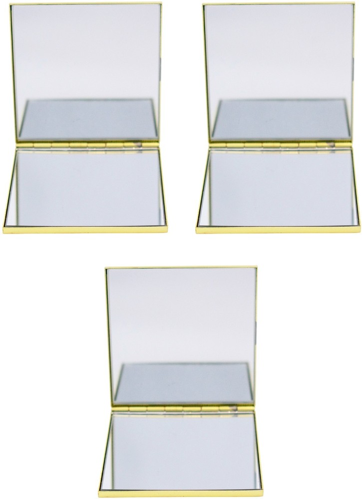 Set of 3 Square Grooved Pattern Double Sided Compact Mirrors