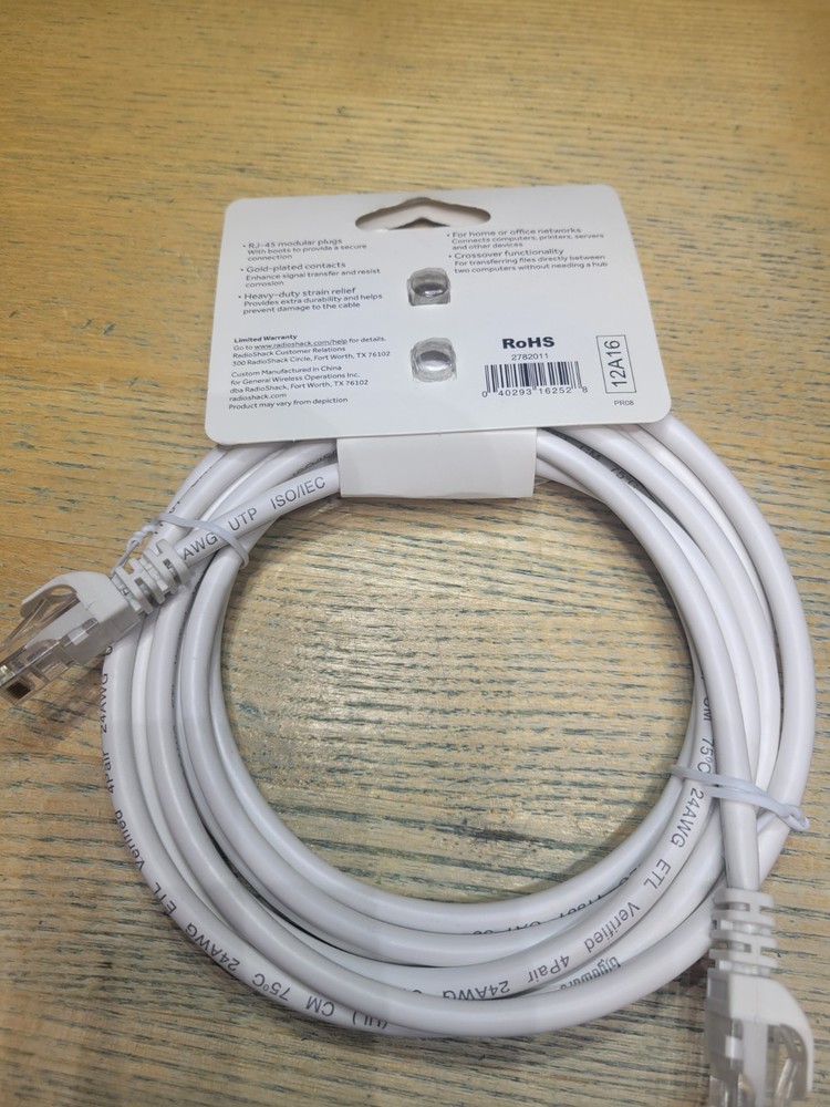RadioShack - Cat 5E 10Ft Crossover Cable - Computer Accessory 278-2011