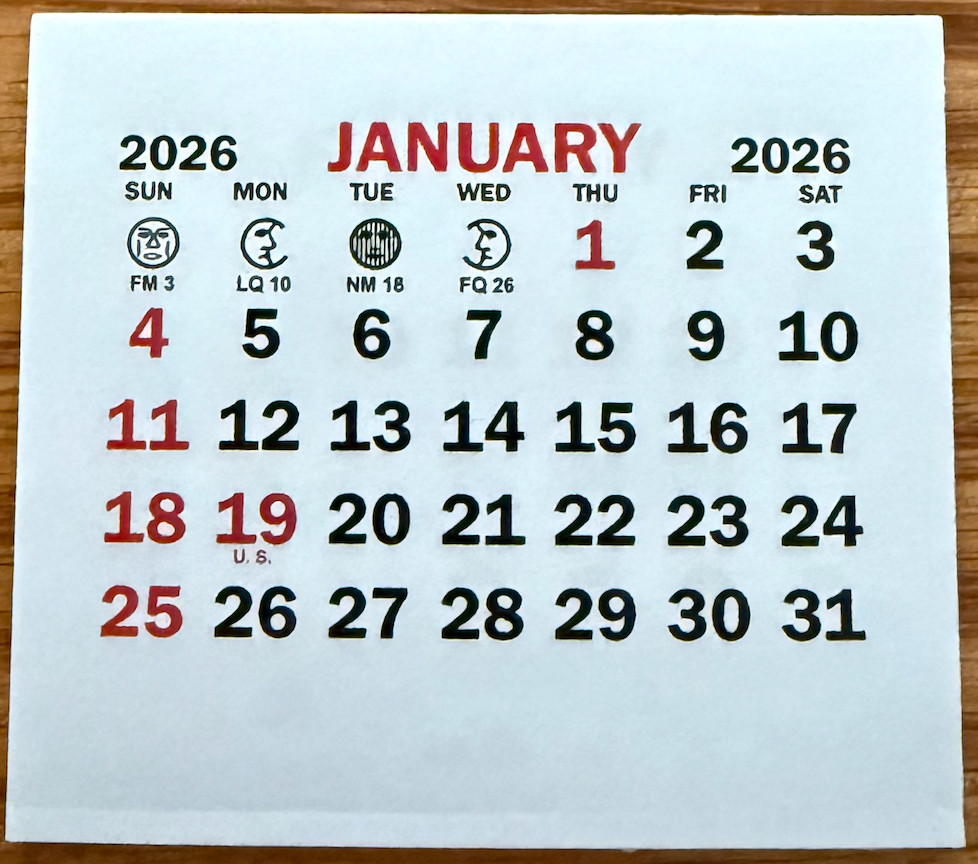 TEAR OFF 2026 CALENDAR MINI 1-3/4" x 1-1/2" CARD ADVERTISEMENT OFFICE SCHOOL