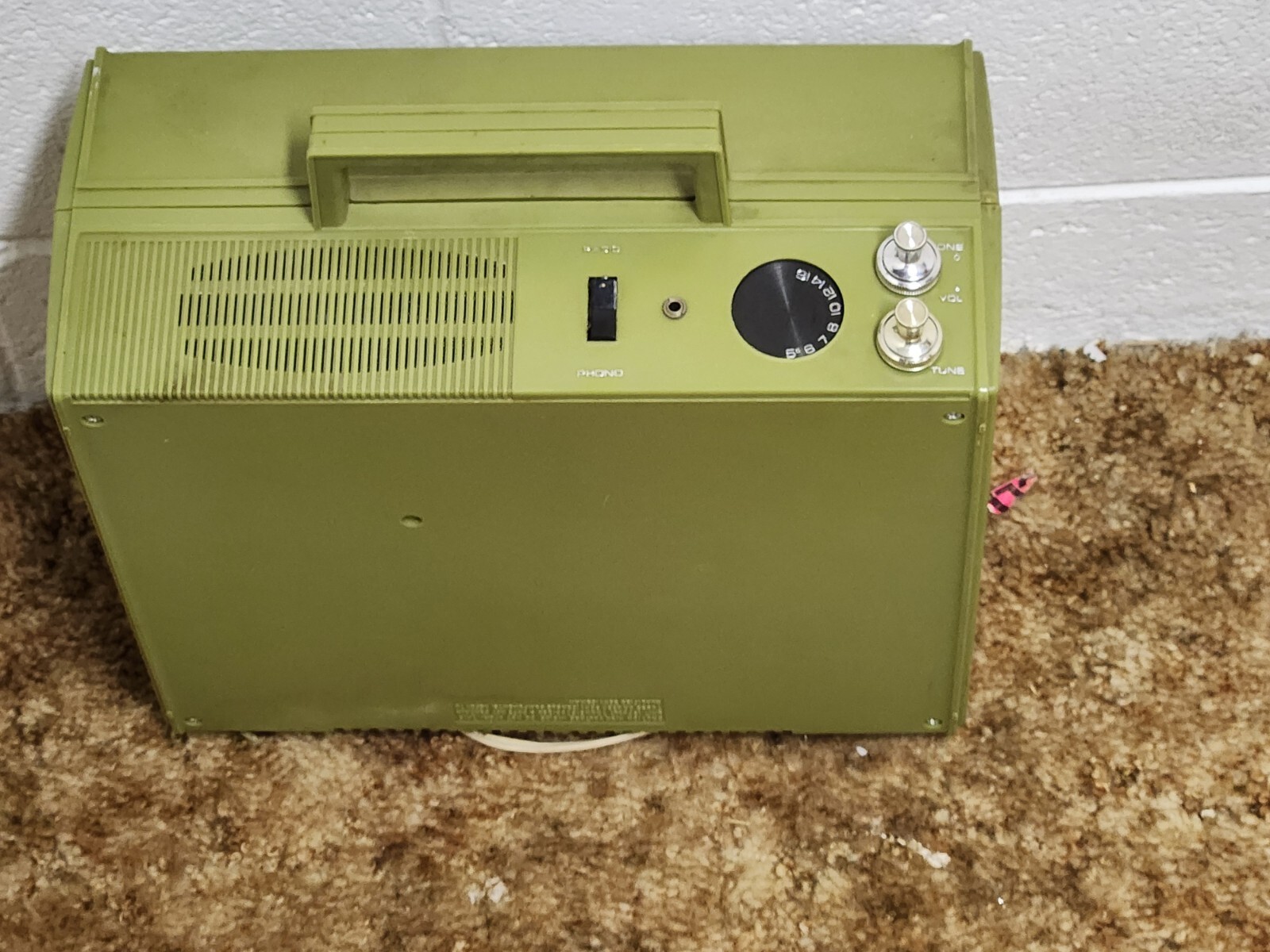 RCA Victor Record Player VLP26G AM Radio Vtg Green Portable PARTS REPAIR BROKEN