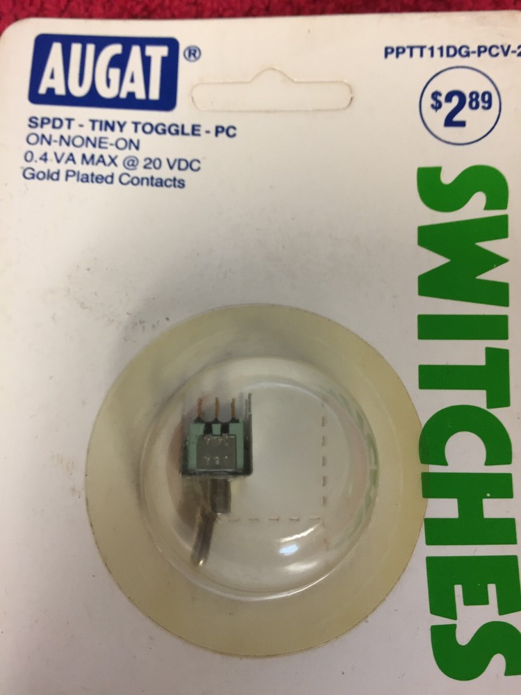 PPTT11DG-PCV-2 AUGAT SPDT TINY TOGGLE PC ON NONE  ON .4VA 20VDC