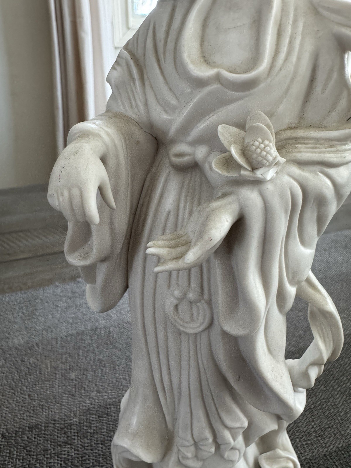 14” Porcelain Guanyin Figure Statue Marked Japan