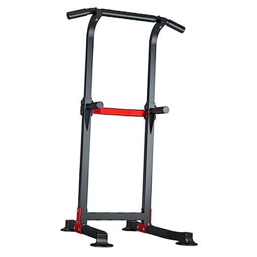 Power Tower Dip Station Pull Up Bar - Multi-Purpose Home Black (Basic Model)