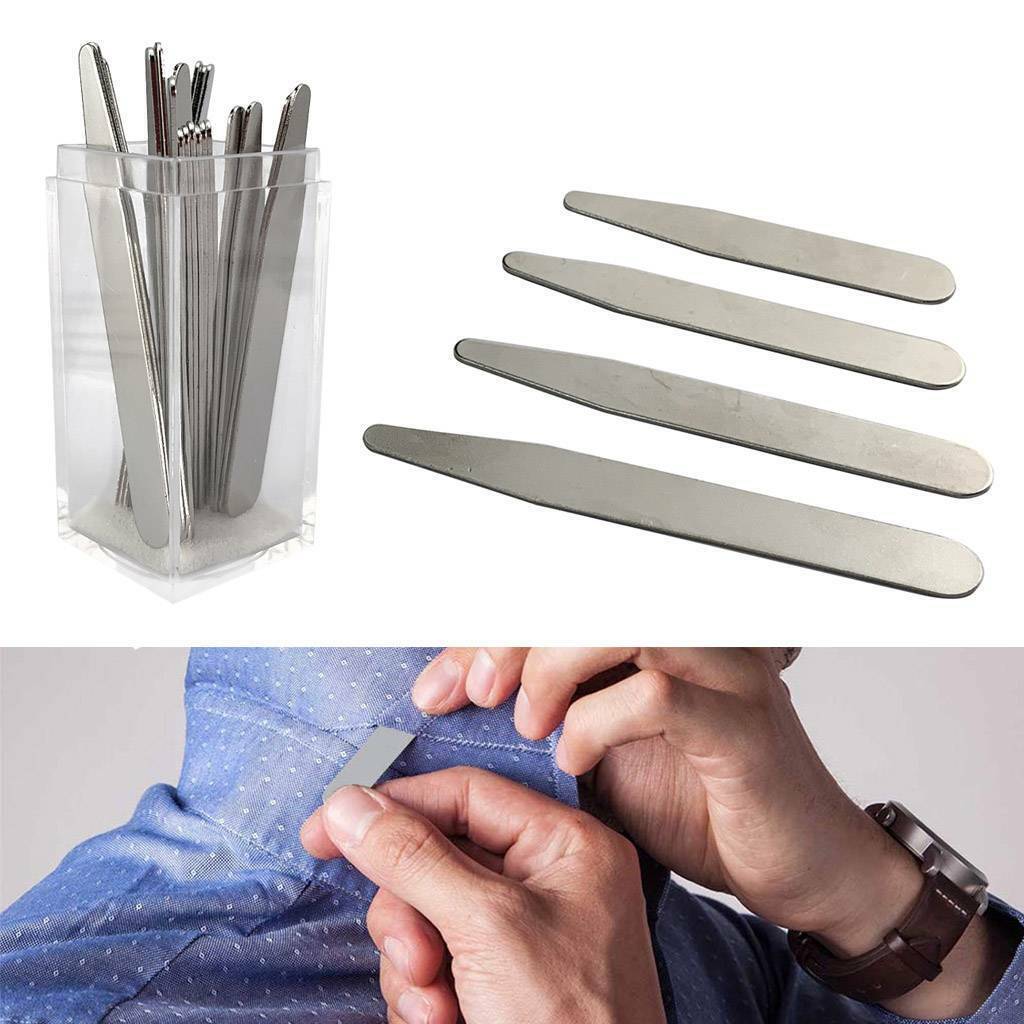 20/36/40Pcs Metal Collar Stays 10 Magnets 4 Sizes With Box For Men Dress Shirts