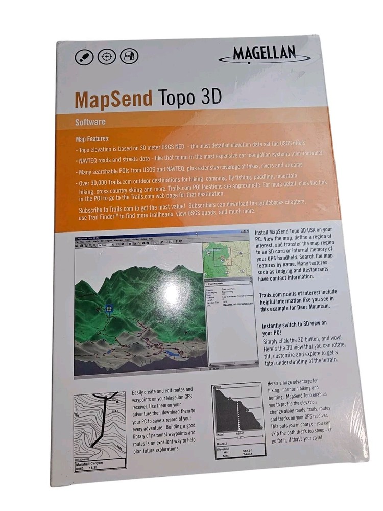Magellan MapSend Topo 3D Software, 980611-09 Usa Version 1
